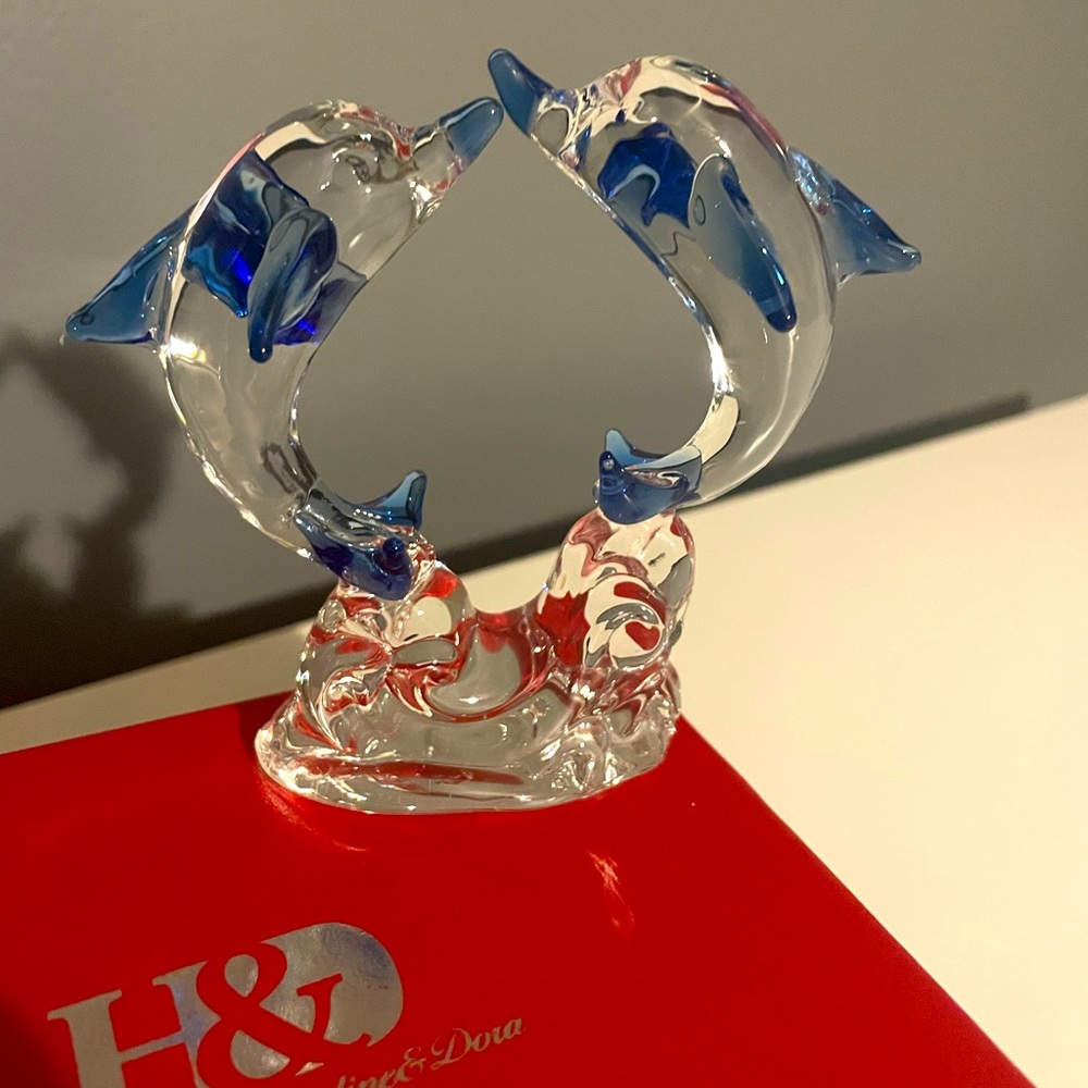 Hyaline & Dora Glass Dolphin Sculpture